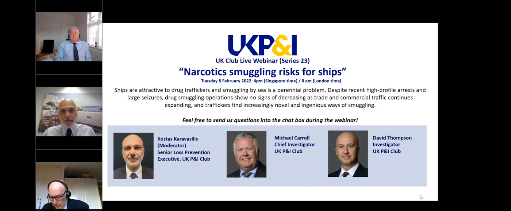 UK P&I Club Live Webinar (Series 23) - Narcotics smuggling risks for ships