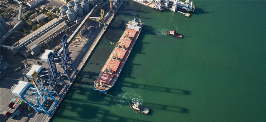 Bulk carrier in port - cropped