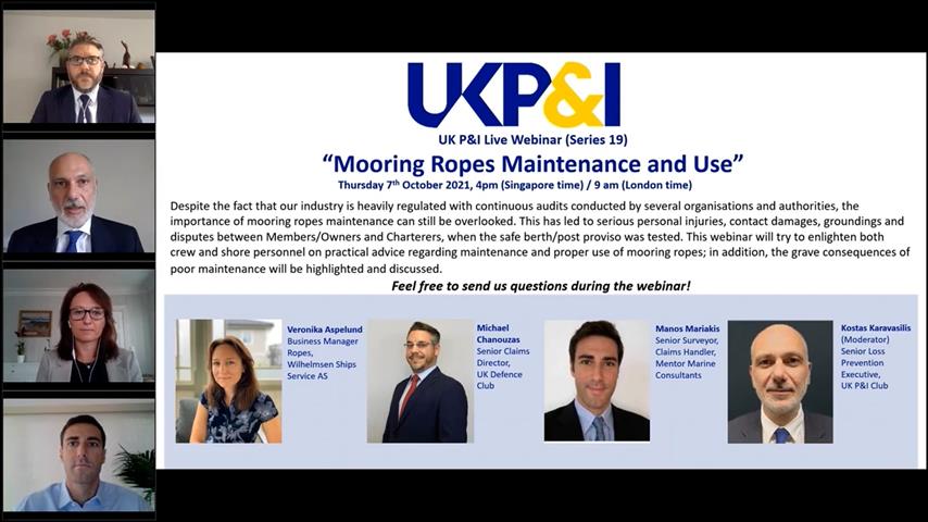 UK PI CLUB LIVE WEBINAR Series 19 Mooring Ropes - Maintenance and Use